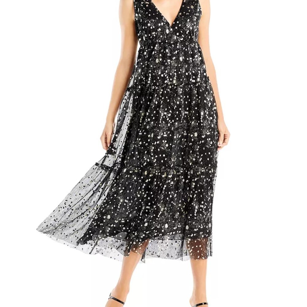 Johnny Was Black & White Starry Maxi Dress